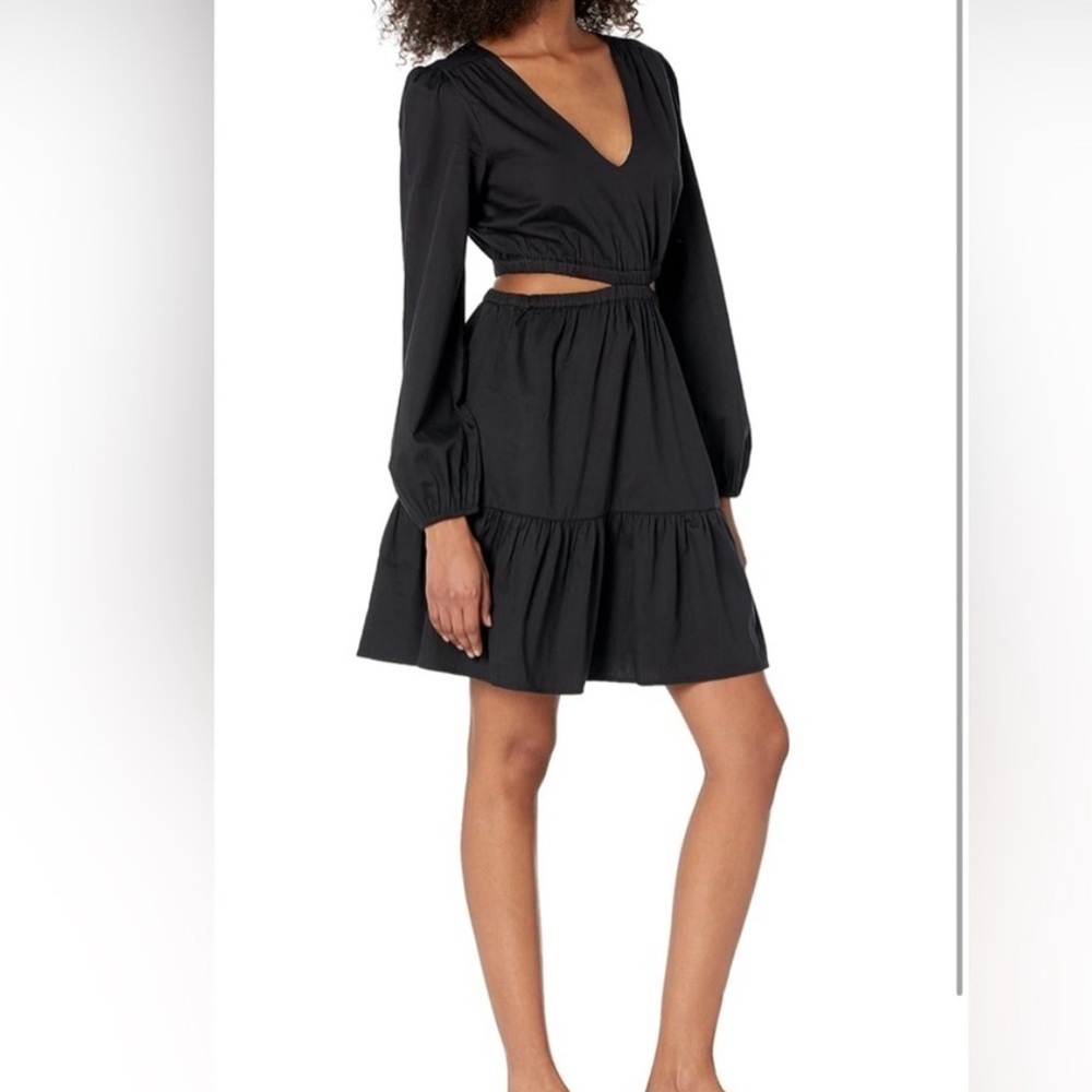 Women's The Drop Sita Short Black Sateen Cut Out Cotton Dress Size XXL